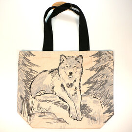 Art Studio Co Tote Bag - Wolf Relaxing Gray/Black/White Art Studio Co Tote Bag - Wolf Relaxing Gray/Black/White