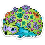ALASKA WILD AND FREE STICKER-HEDGEHOG W/ FLOWERS 3"