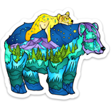 ALASKA WILD AND FREE STICKER-BEAR/CUB MOUNTAIN MAMA 3"