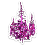 ALASKA WILD AND FREE STICKER-FIREWEED CLUSTER 8"