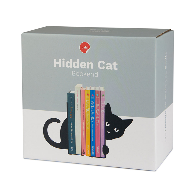 BALVI BOOKEND-HIDDEN CAT BLK MTL