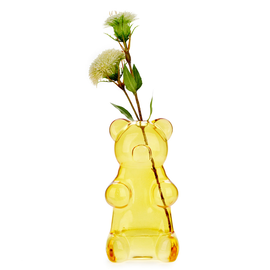 BALVI VASE-YUMMY BEAR YELLOW GLASS BALVI VASE-YUMMY BEAR YELLOW GLASS