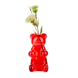 BALVI VASE-YUMMY BEAR RED GLASS
