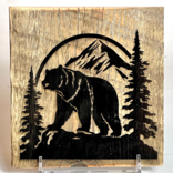 BLUE WING WOODCRAFT Sign - Bear Trees/Mountain 6x6