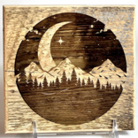 BLUE WING WOODCRAFT Sign - Moonlit Peaks 6x6