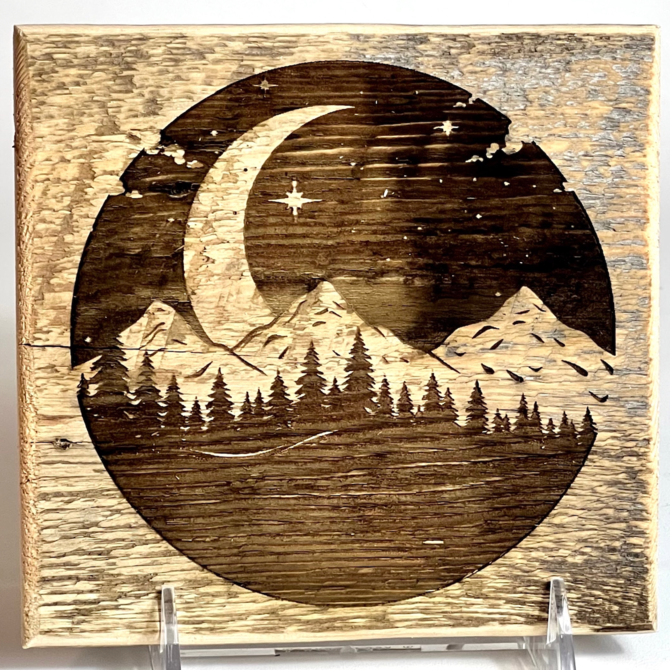 BLUE WING WOODCRAFT Sign - Moonlit Peaks 6x6