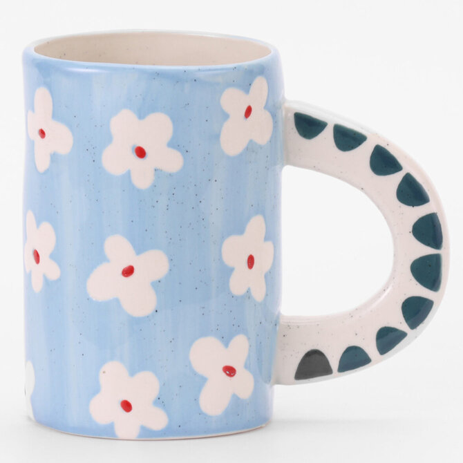ChagoArt Mug - Blue Flower Ceramic Hand-Painted