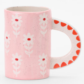 ChagoArt Mug - Pink Flower Ceramic Hand-Painted