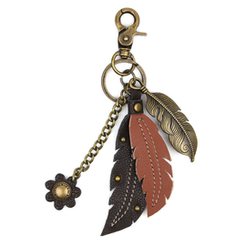 Chala Group Inc KEYCHAIN-FEATHER METAL/FAUX LEATHER