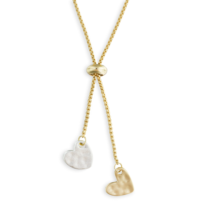 Demdaco/misc Product Necklace - Double Heart Lariat Charm