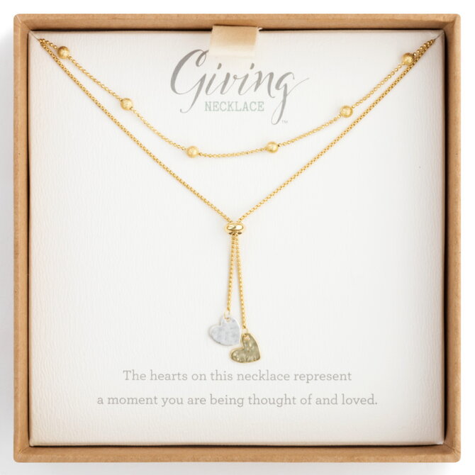 Demdaco/misc Product Necklace - Double Heart Lariat Charm