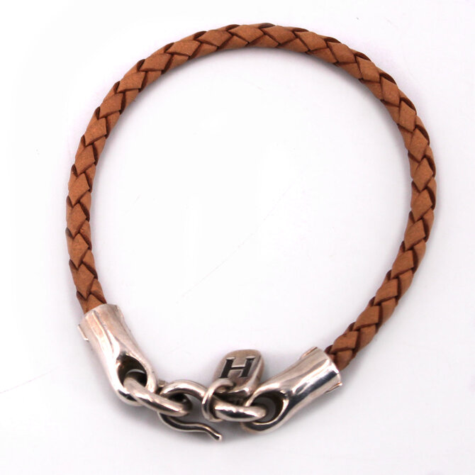 HESTON Bracelet - Braided Tan Leather Heavy Clasp