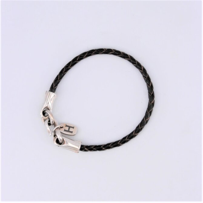 HESTON Bracelet - Braided Dark Brown Leather Heavy Clasp