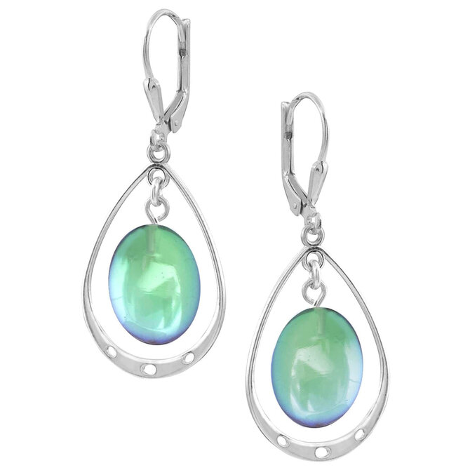 Leightworks Earring - Oval w/Loop Green Polished
