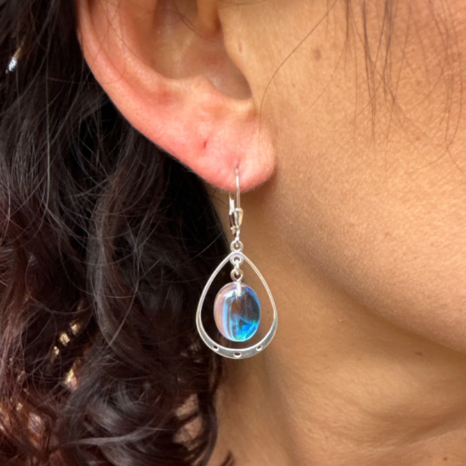 Leightworks Earring - Oval w/Loop Green Polished