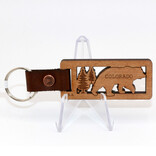 EDO PHOTOGRAPHER KEY CHAIN-BEAR/TREES COLORADO WOOD CUTOUT