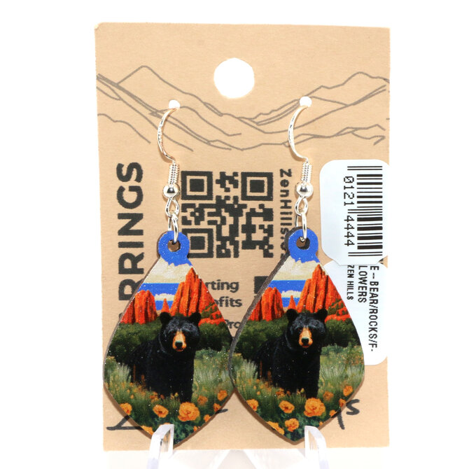 ZEN HILLS EARRING-BEAR/ROCKS/FLOWERS