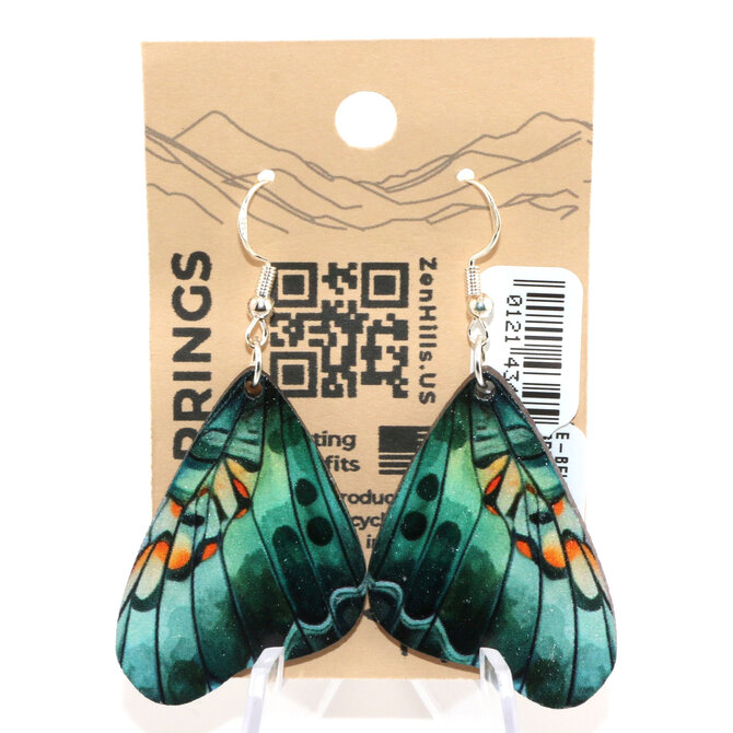 ZEN HILLS EARRING-BUTTERFLY WING GREEN