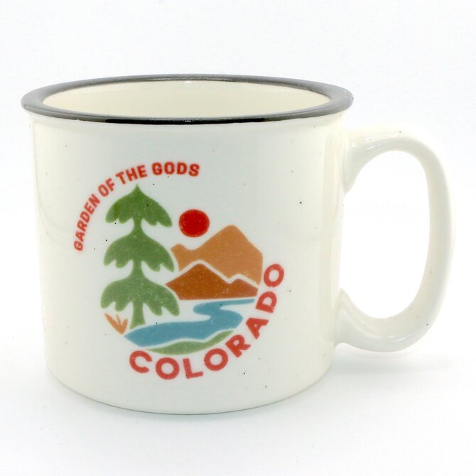 A&f Souvenir Mug - Tree/Mountain White Speckle Garden of the Gods CO