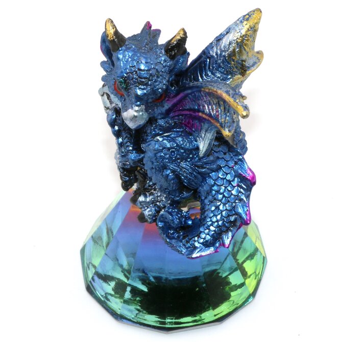 George S Chen Figurine - Dragon Blue Glass Pyramid