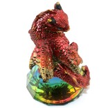 George S Chen Figurine - Dragon Red Glass Pyramid