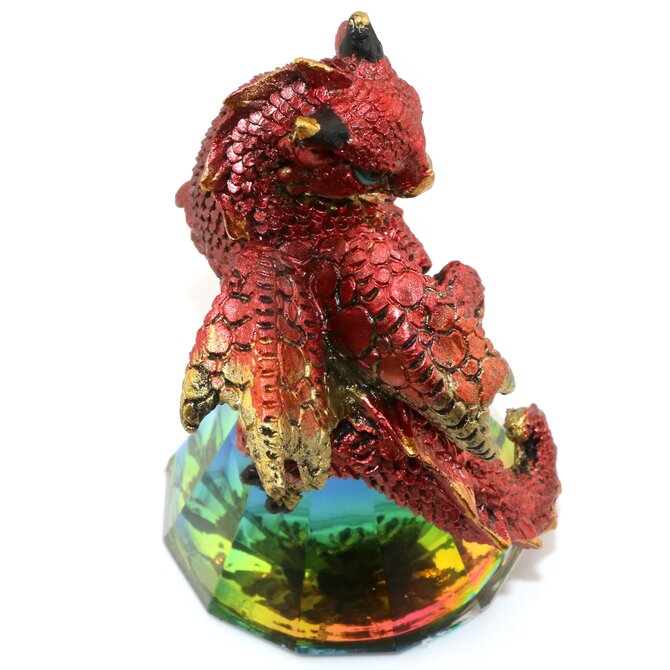 George S Chen Figurine - Dragon Red Glass Pyramid