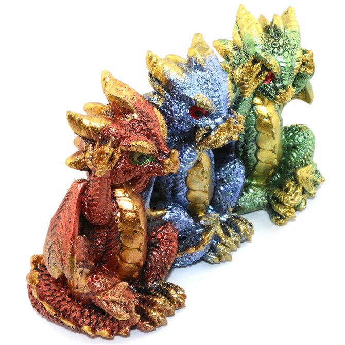 George S Chen Figurine - Dragon 3 No Evil 5.5"