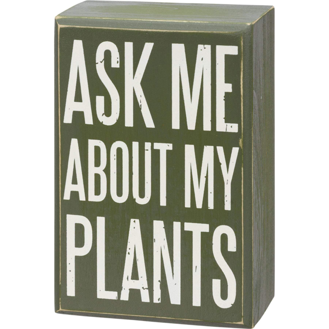 PRIMITIVES BY KATHY Box Sign/Sock Set - Ask About Plants