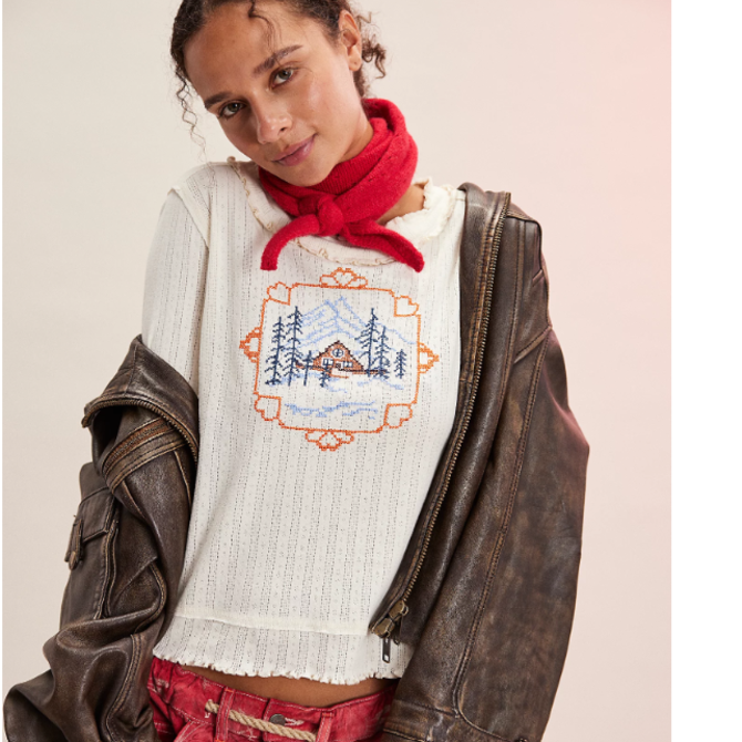 FREE PEOPLE Top - Through the Woods Cross Stitch