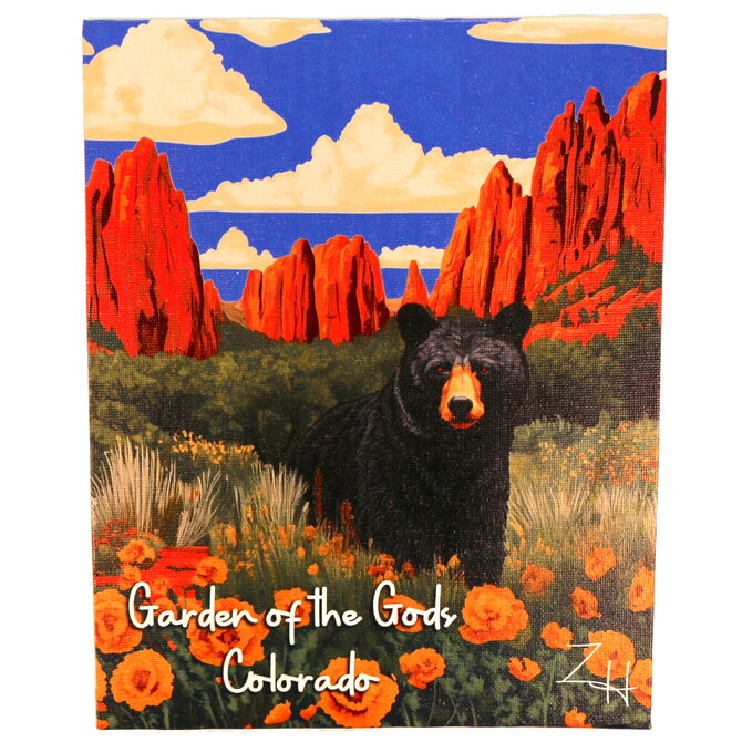 ZEN HILLS PRINT-BEAR/ROCKS/FLOWERS GOG CO