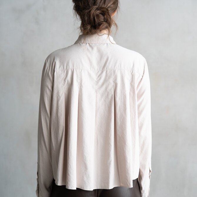 ELLE GREY Shirt - Pleated Button Up Long Sleeve