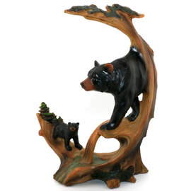 SLIFKA SALES COMPANY Bears Carved in Log -9"