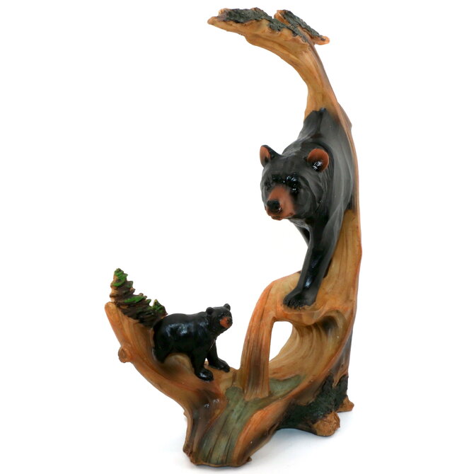 SLIFKA SALES COMPANY Bears Carved in Log -9"