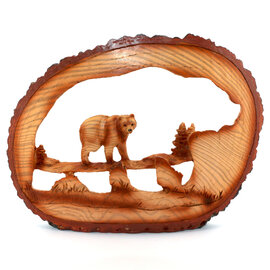 SLIFKA SALES COMPANY Bear Carved in Log 7.25"X 8"