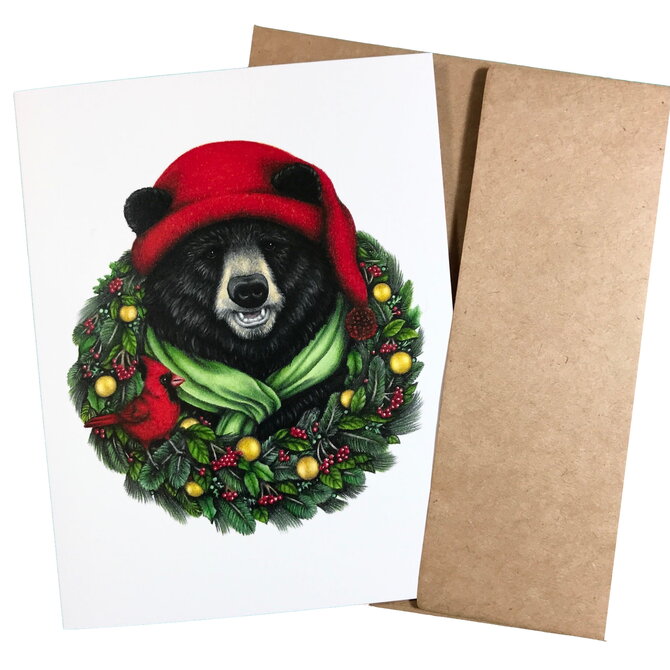 ABUNDANCE ILLUSTRATION Card - Wreath Bear