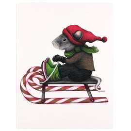 ABUNDANCE ILLUSTRATION Card - Sledding Mouse ABUNDANCE ILLUSTRATION Card - Sledding Mouse