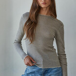 By Together Top - Mini Stripe Lettuce Edge Mock Neck By Together Top - Mini Stripe Lettuce Edge Mock Neck