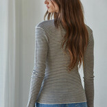 By Together Top - Mini Stripe Lettuce Edge Mock Neck By Together Top - Mini Stripe Lettuce Edge Mock Neck
