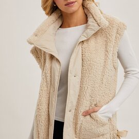 Blu Ivy Vest - Sherpa Mock Neck Button-Down