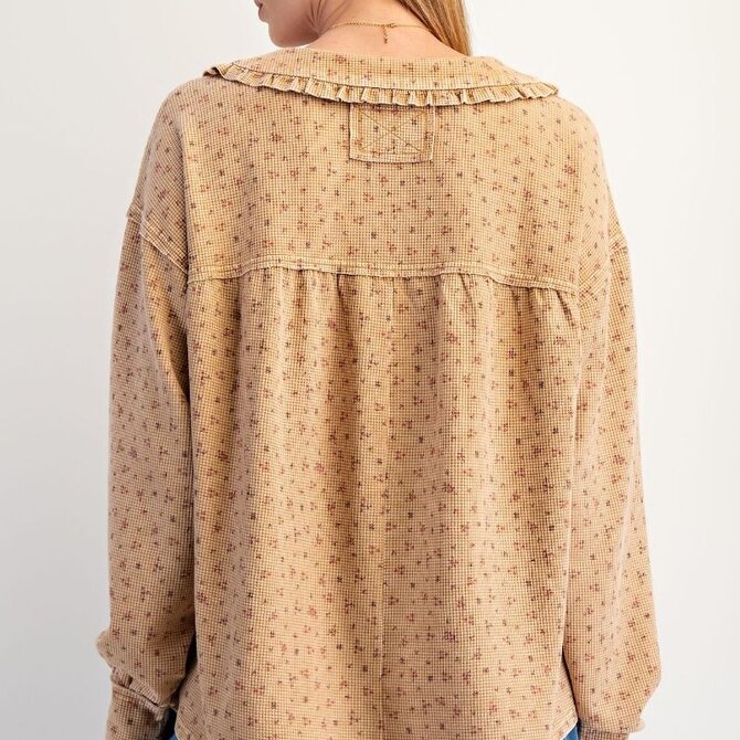 EASEL LOS ANGELES Top - Floral Print Thermal Wash