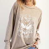 EASEL LOS ANGELES Tee - Swan Washed Cotton Long Sleeve EASEL LOS ANGELES Tee - Swan Washed Cotton Long Sleeve
