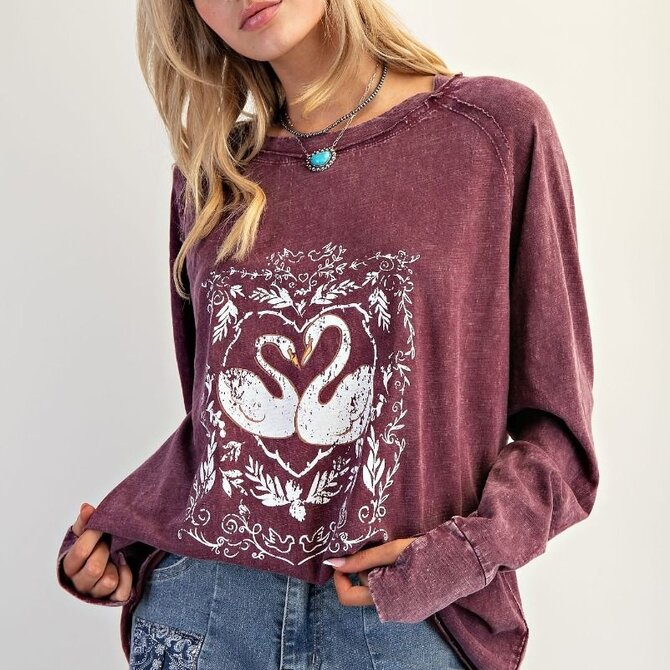 EASEL LOS ANGELES Tee - Swan Washed Cotton Long Sleeve