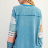 EASEL LOS ANGELES Top - Stripe Mix Terry Knit Long Sleeve EASEL LOS ANGELES Top - Stripe Mix Terry Knit Long Sleeve