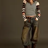 FREE PEOPLE Top - Avery Zip Up Long Sleeve