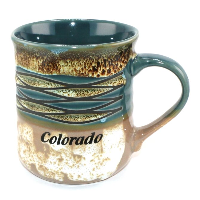 American Gift Corp Mug - Drip Glaze Lines Colorado 18oz Assorted