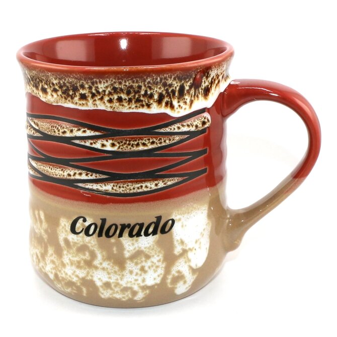 American Gift Corp Mug - Drip Glaze Lines Colorado 18oz Assorted