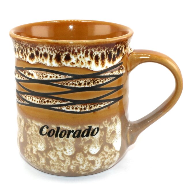 American Gift Corp Mug - Drip Glaze Lines Colorado 18oz Assorted