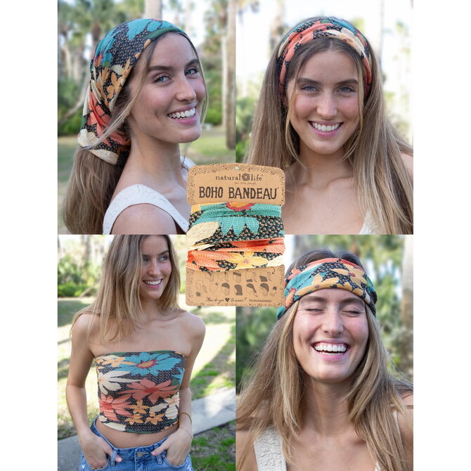 Natural Life Boho - Blue/Coral/Cream Floral