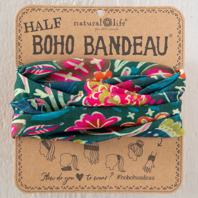 Natural Life HALF BOHO-GRN LINED FLORAL