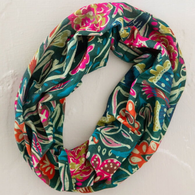 Natural Life HALF BOHO-GRN LINED FLORAL